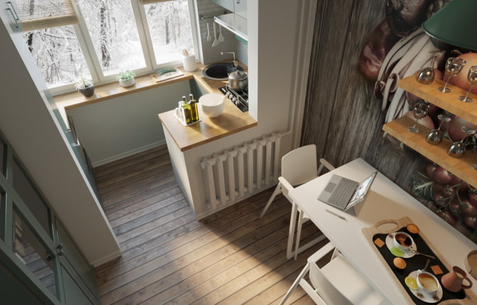 communications and equipment for the kitchen on the loggia