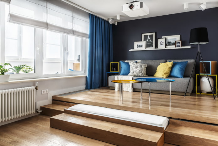 podium with pull-out bed in the interior podium with pull-out bed in the interior