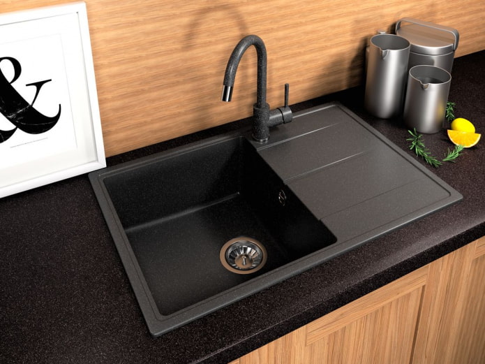 Black sink with drainer Black sink with drainer