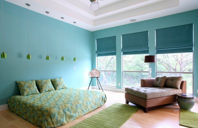 interior turquoise bedroom