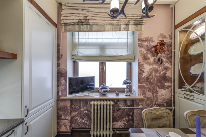 TV on the windowsill in the kitchen TV on the windowsill in the kitchen