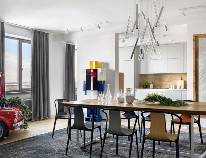 Minimalistic kitchen plus dining room