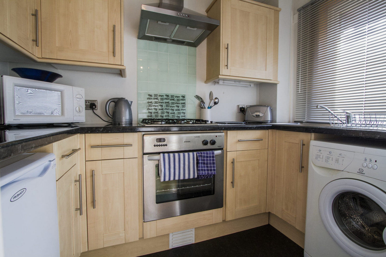 washing in a small kitchen
