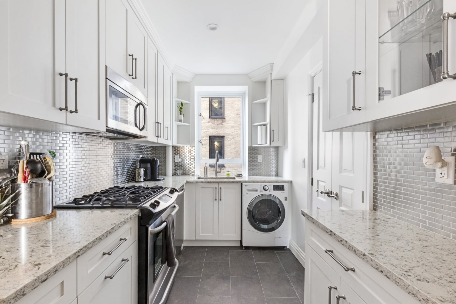 washing machine in the large kitchen