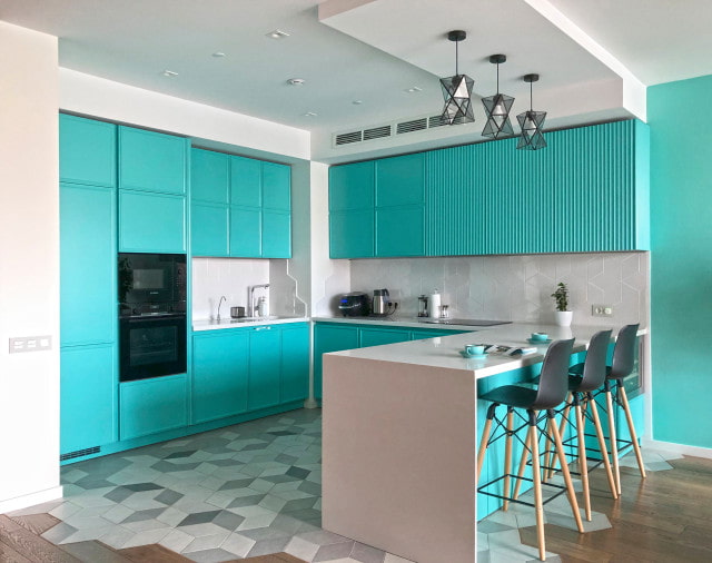 bright u-shaped kitchen