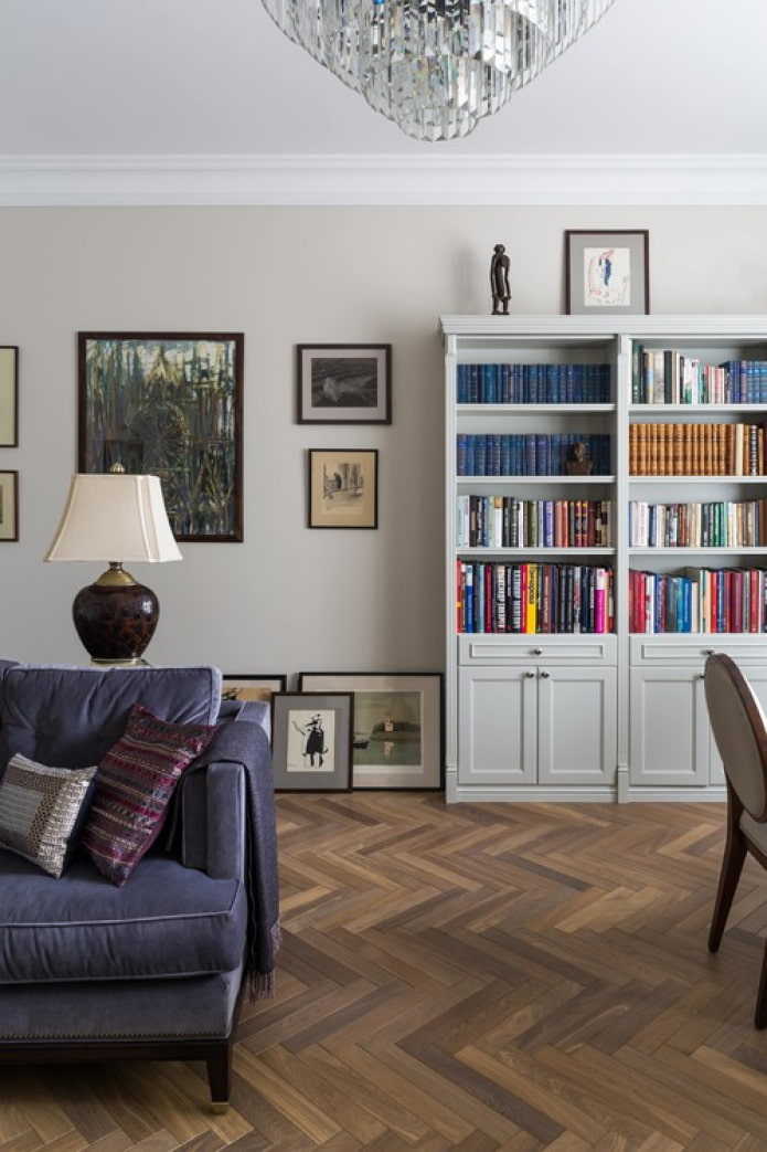 bookcases in the interior
