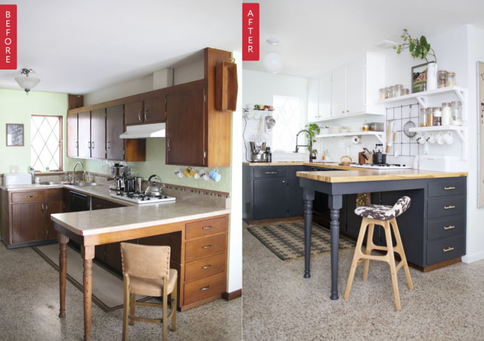 Kitchen before and after