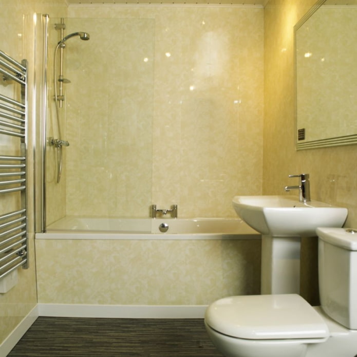 beige panels in the bathroom