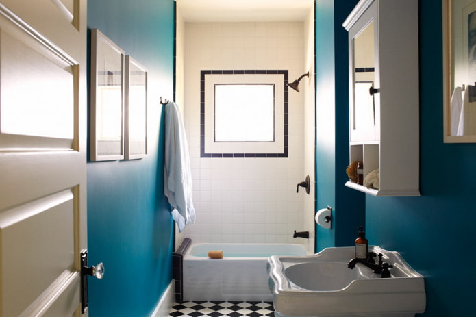 bathroom with blue walls bathroom with blue walls