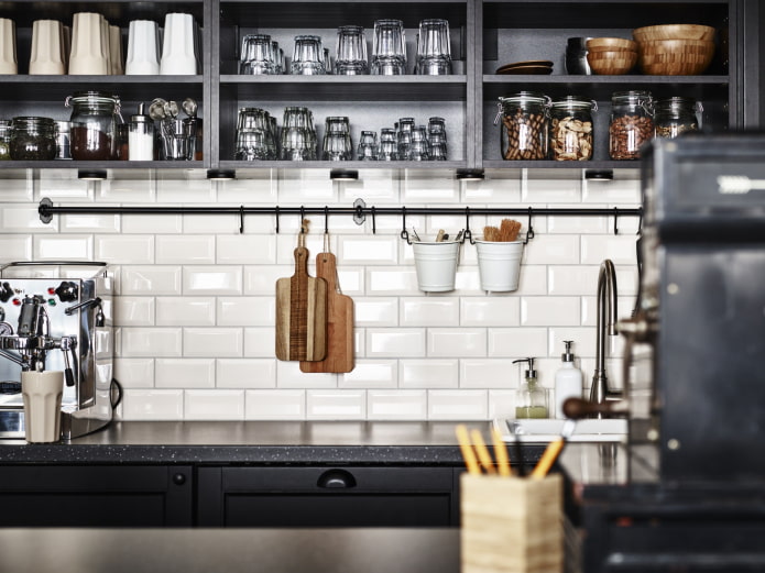black railing under the shelves black railing under the shelves