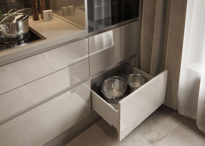 drawers without handles in the kitchen