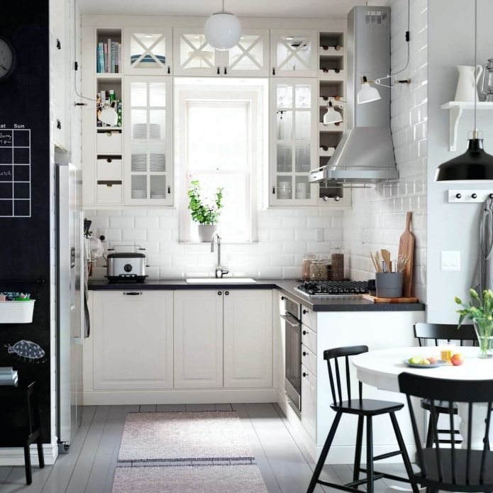 black and white kitchen
