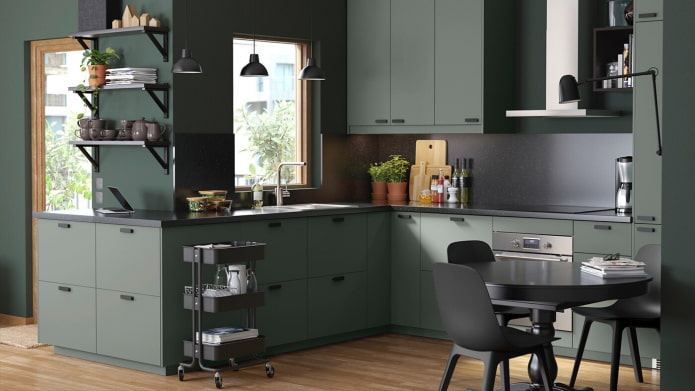 gray-green kitchen