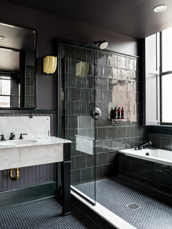 glossy dark tiles