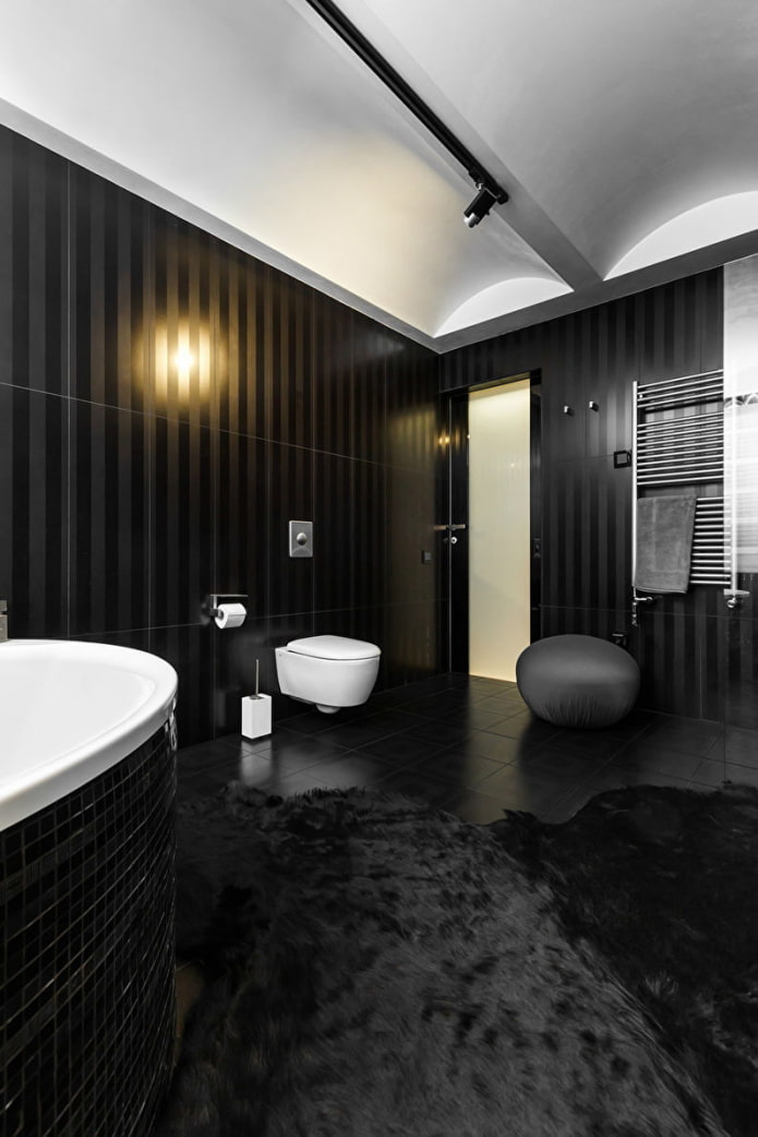 black carpet in the bathroom