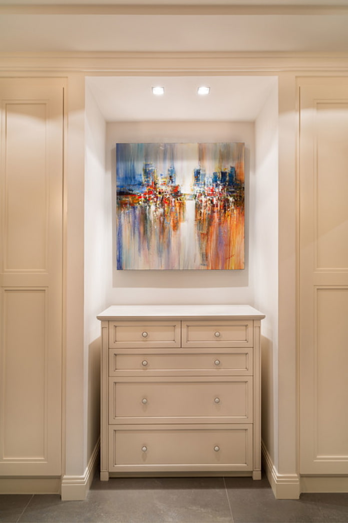 chest of drawers in a niche