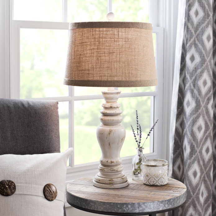 antique lampshade in burlap