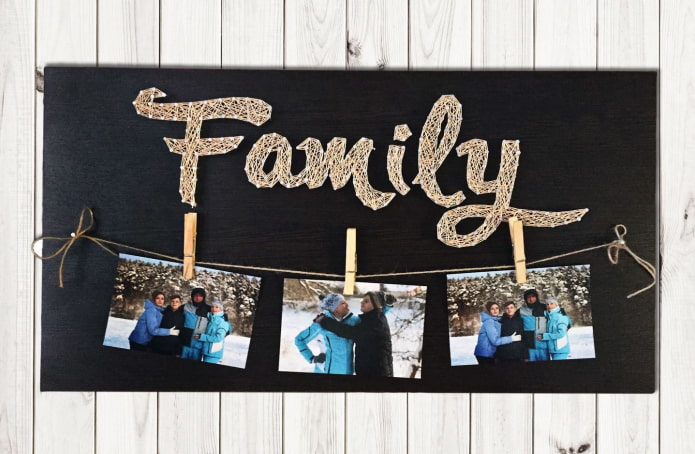 Composition of inscriptions and photos