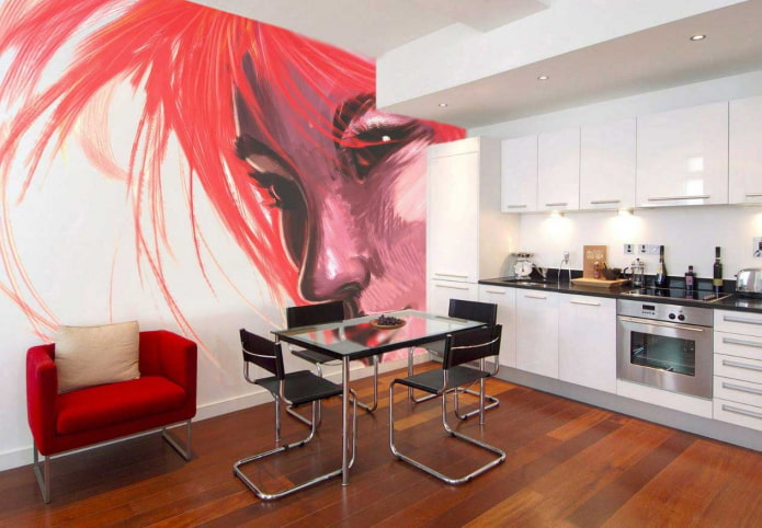 bright wall in the kitchen