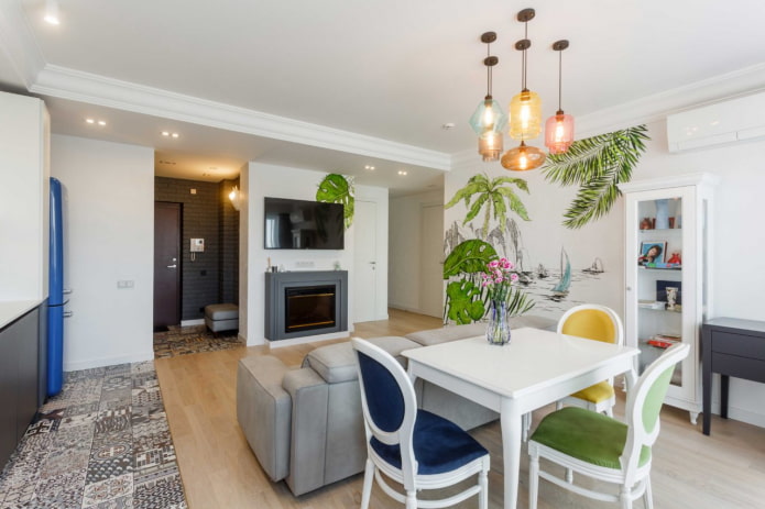 tropical leaves in the interior