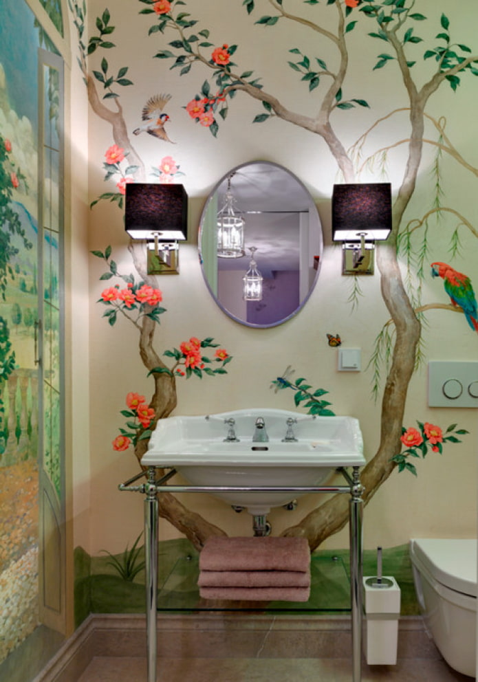 picture of birds in the bathroom