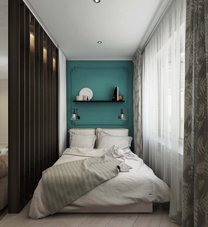 narrow bedroom with a bright wall narrow bedroom with a bright wall