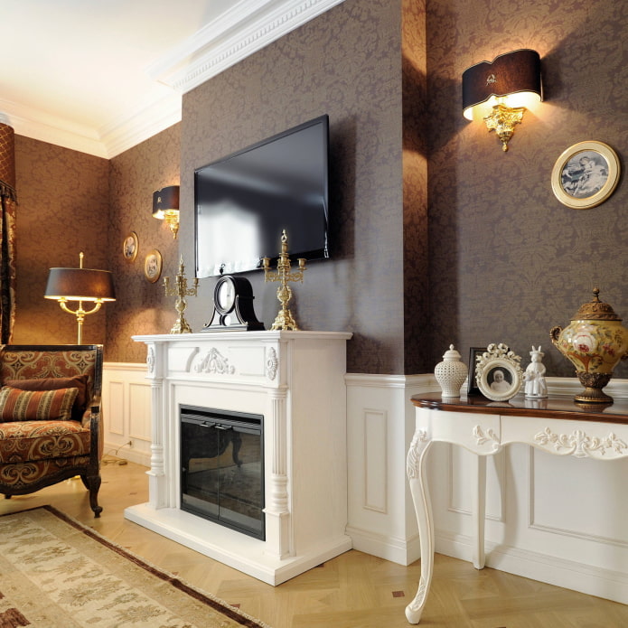 living room with fireplace