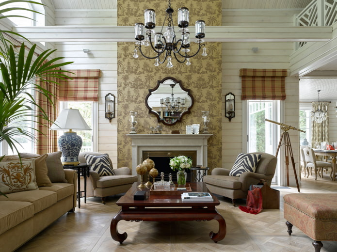 living room with fireplace