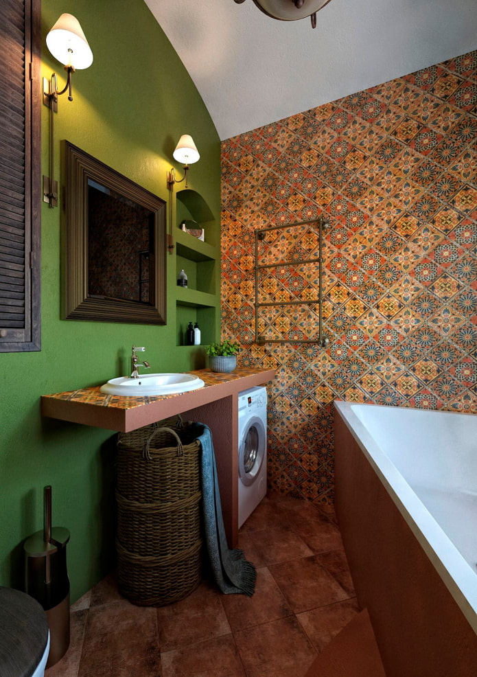 bright walls in the bathroom