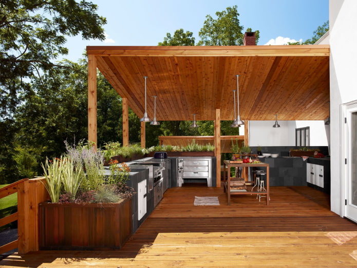 wooden summer kitchen wooden summer kitchen