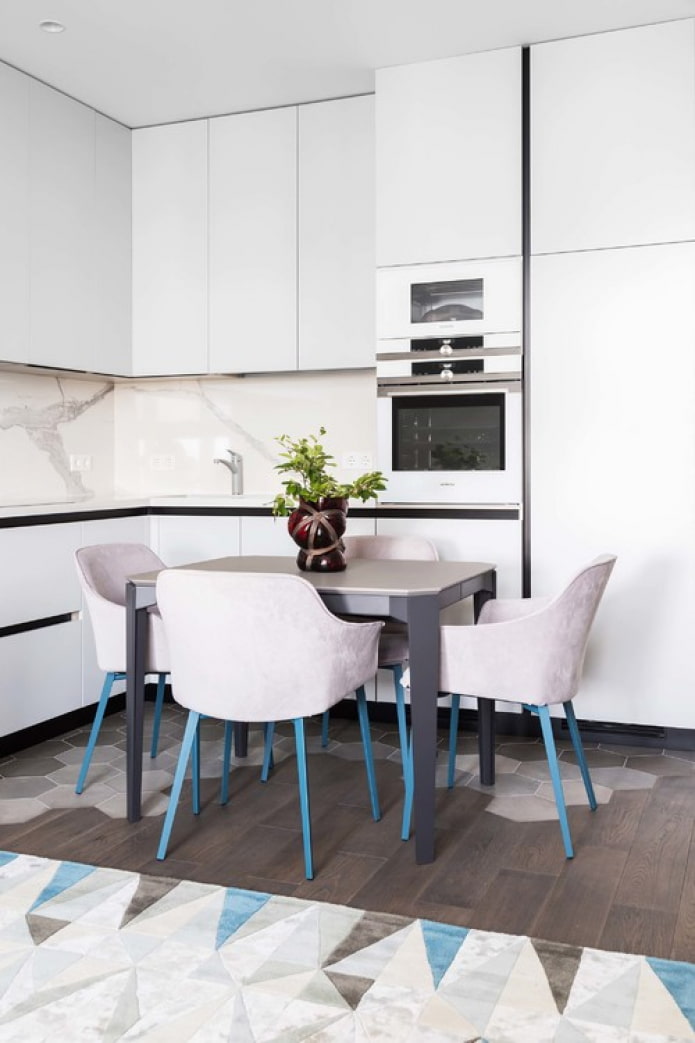 white kitchen with table