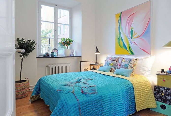 Bright decor of a white bedroom