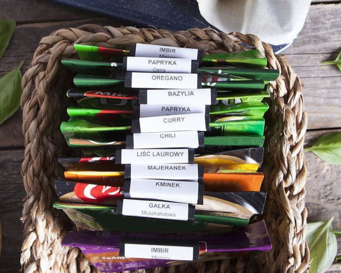 Seasonings in a basket Seasonings in a basket