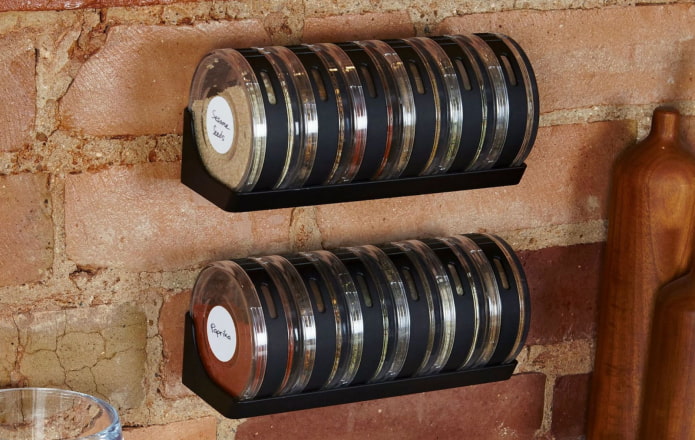 Round jars on the shelf Round jars on the shelf