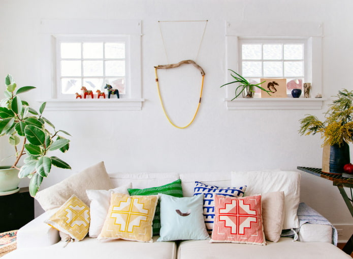 Cushions on the sofa