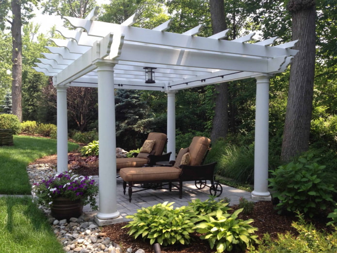 white gazebo in the garden white gazebo in the garden