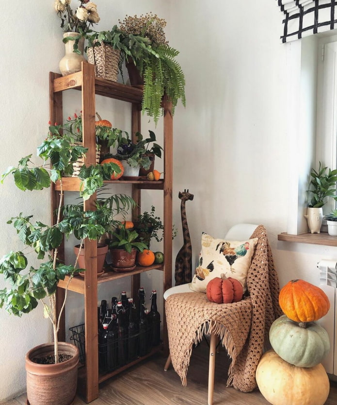 Stain-covered shelving unit