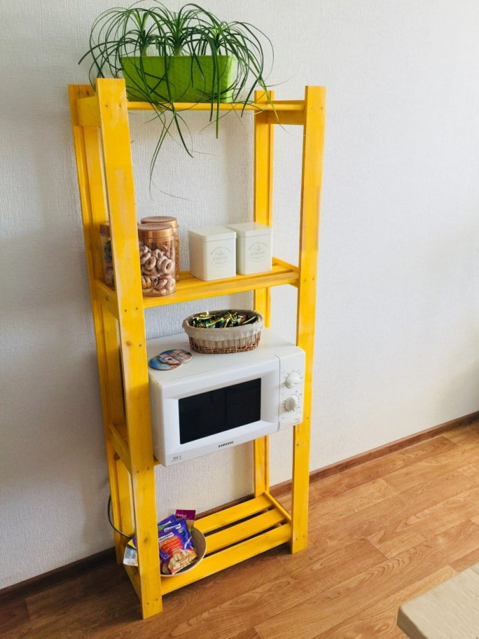 Yellow shelving