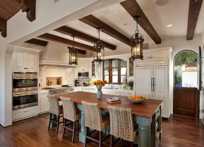 Provence style kitchen with wooden beams