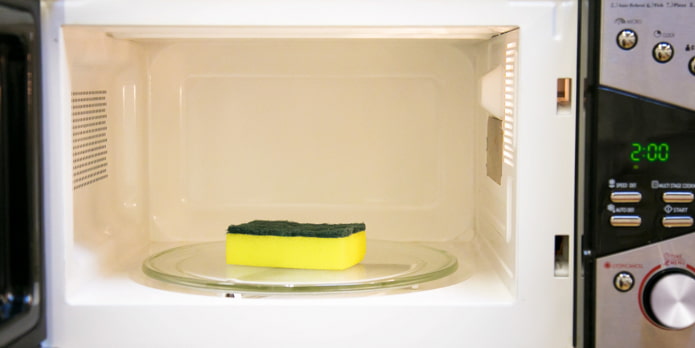 Disinfection of the sponge in the microwave Disinfection of the sponge in the microwave