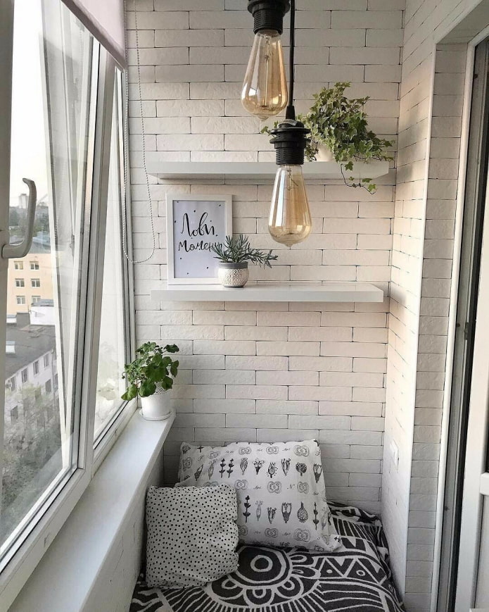 Industrial style balcony in light colors