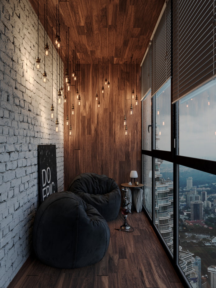 Industrial-style loggia lighting