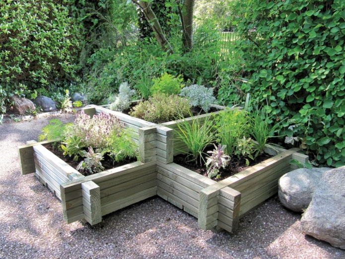 stylish flower bed made of wood