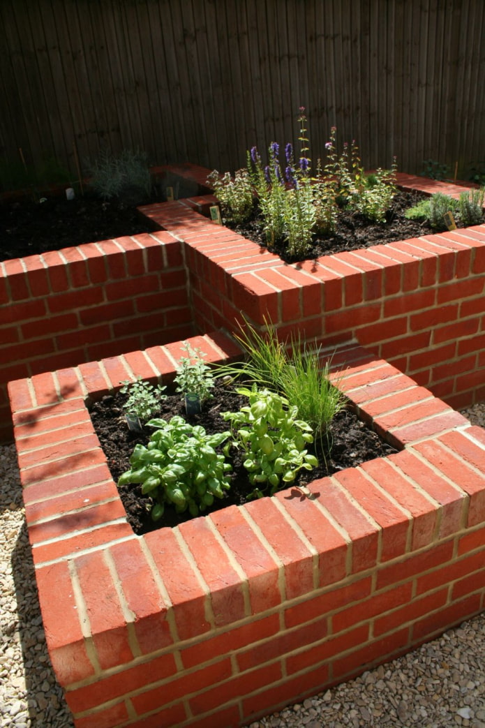 monolithic brick flower garden