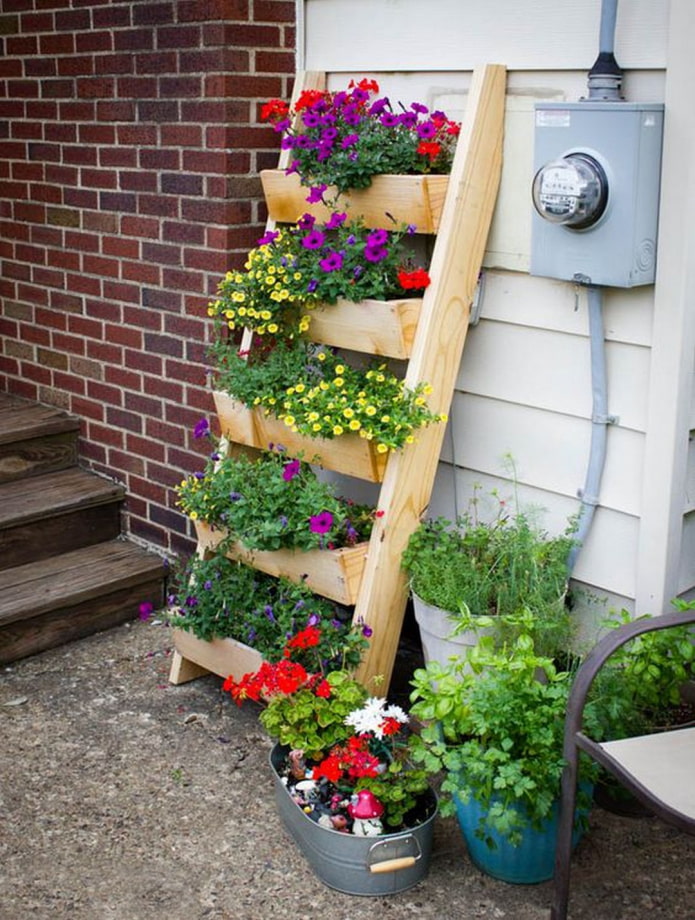 Flower bed in the form of a ladder Flower bed in the form of a ladder