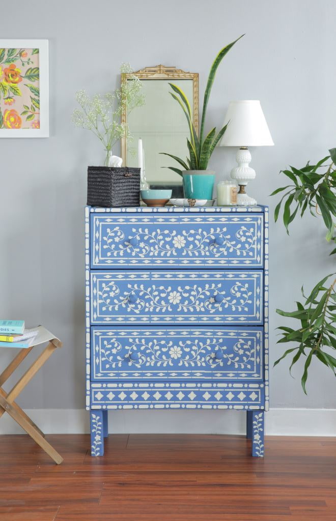 Stencil dresser decor Stencil dresser decor