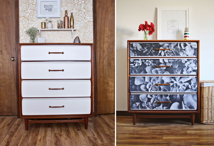 Chest of drawers covered with photo wallpaper Chest of drawers covered with photo wallpaper