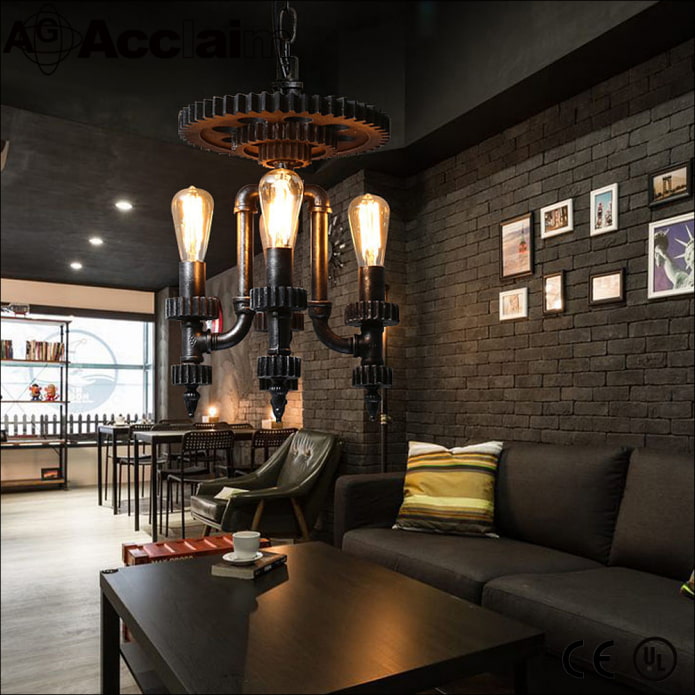 Industrial style chandelier on chains Industrial style chandelier on chains