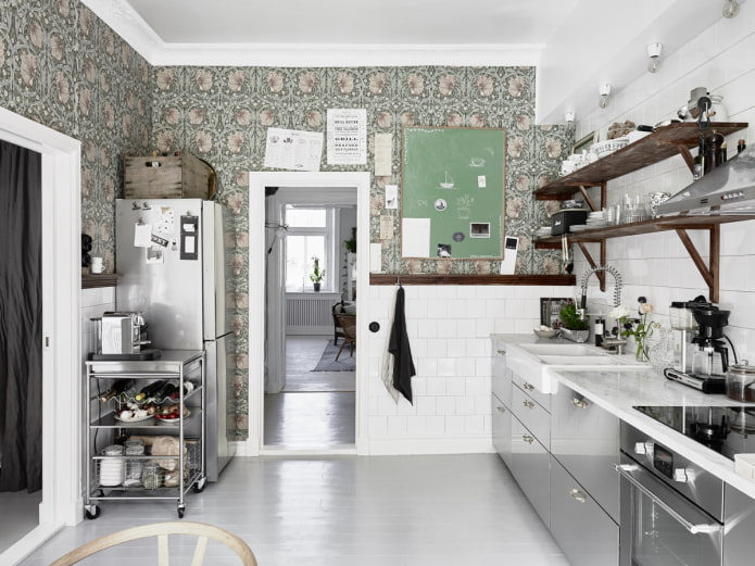 wallpaper in the kitchen scandi