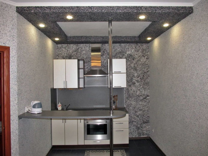 gray liquid wallpaper in the kitchen